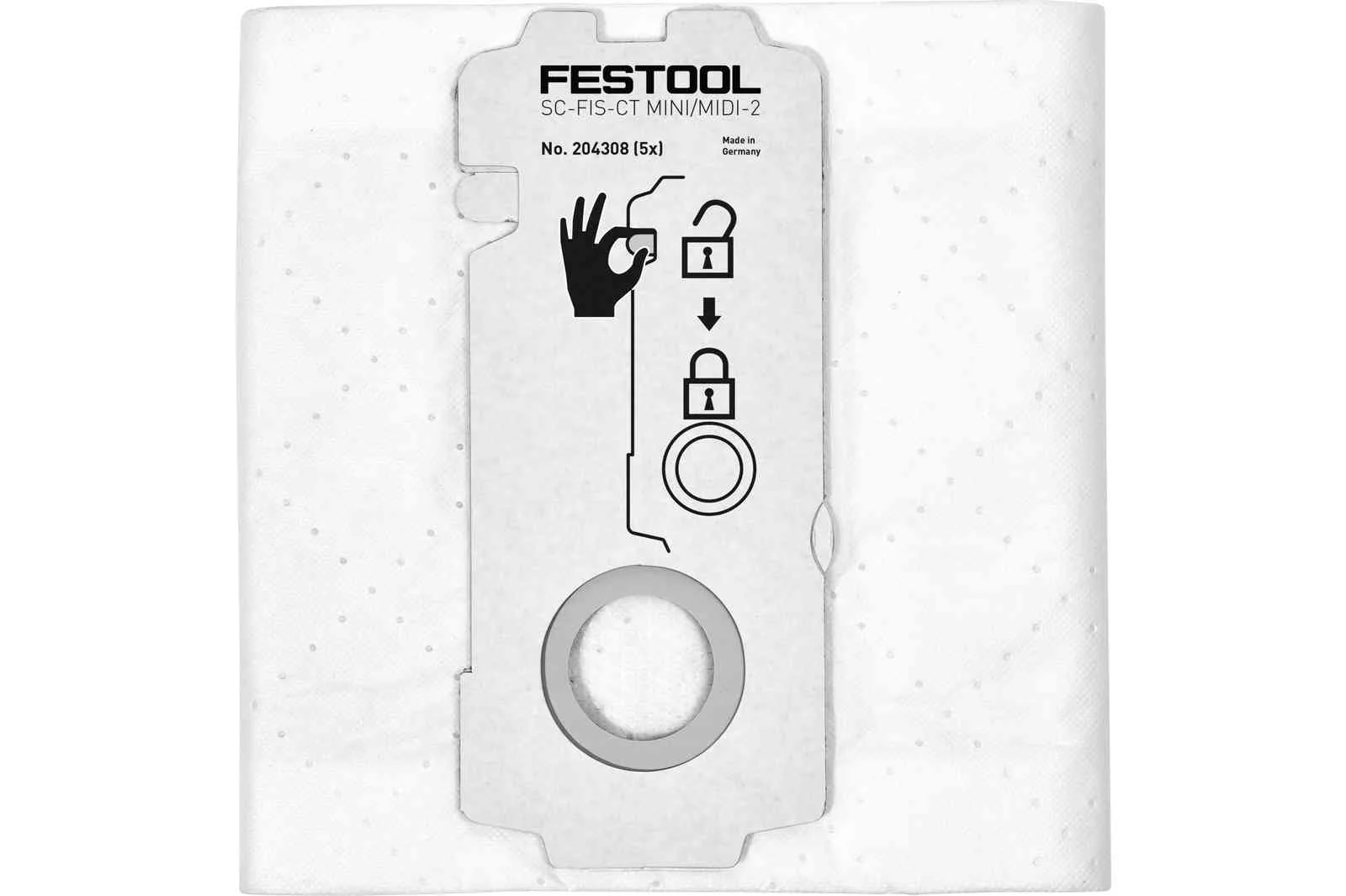 Festool 204308 Selfclean Filter Bag CT MINI I/MIDI I/15, 5-pack